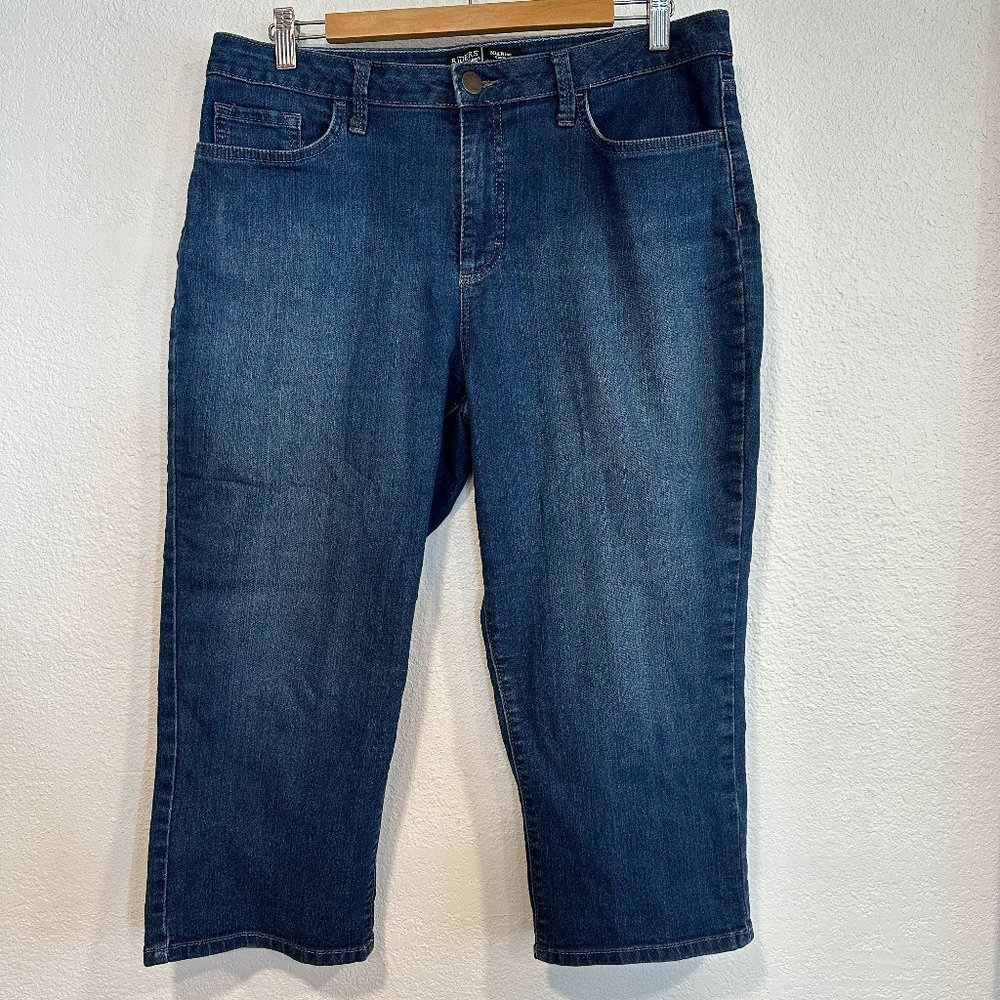Riders by Lee Mid Rise Capri Jeans Dark Blue Stretch Denim W34xL20.5 Women Sz 14